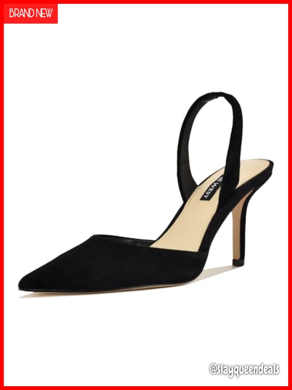 Nine West Paytie Suede Pointy Toe Slingback Stiletto Dress Pumps Heels